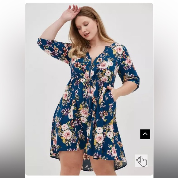 Torrid Floral Mini Challis High-Low Shirt Dress BNWT Size 1 - Picture 7 of 12